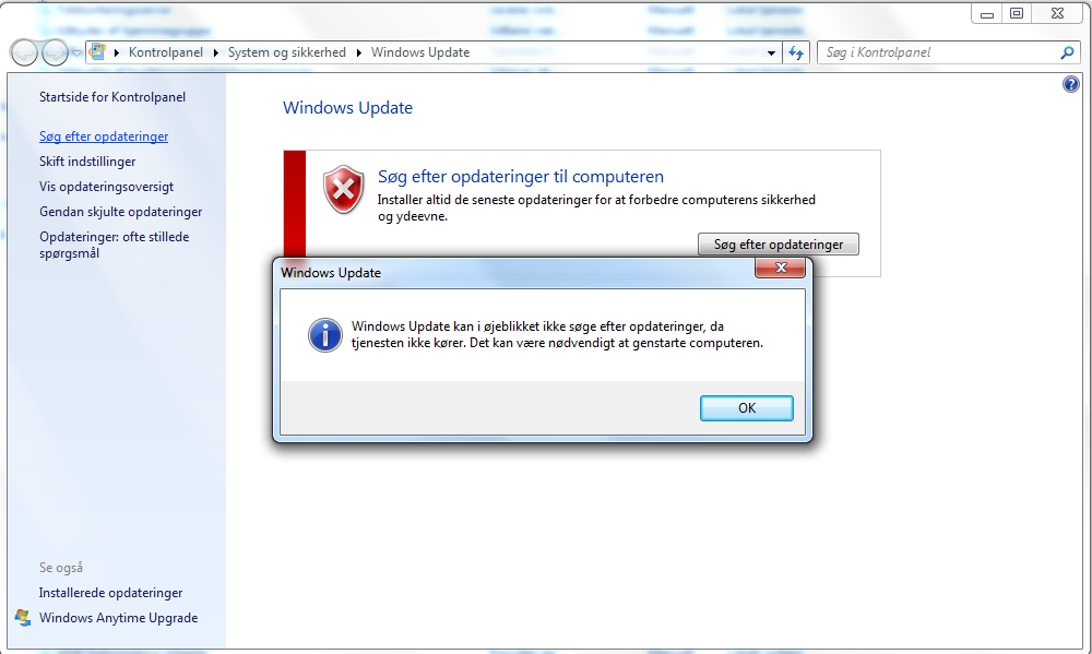 Cannot Start Windows Update Service Vista